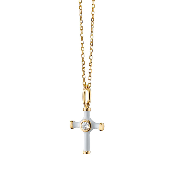 Enamel and Gemstone Cross Pendant